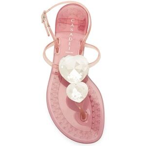 Casadei Heart Crystal Embellished Clear Sparkle Jelly Sandals EU 36